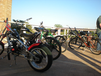 row of motorized bicycles austin texas